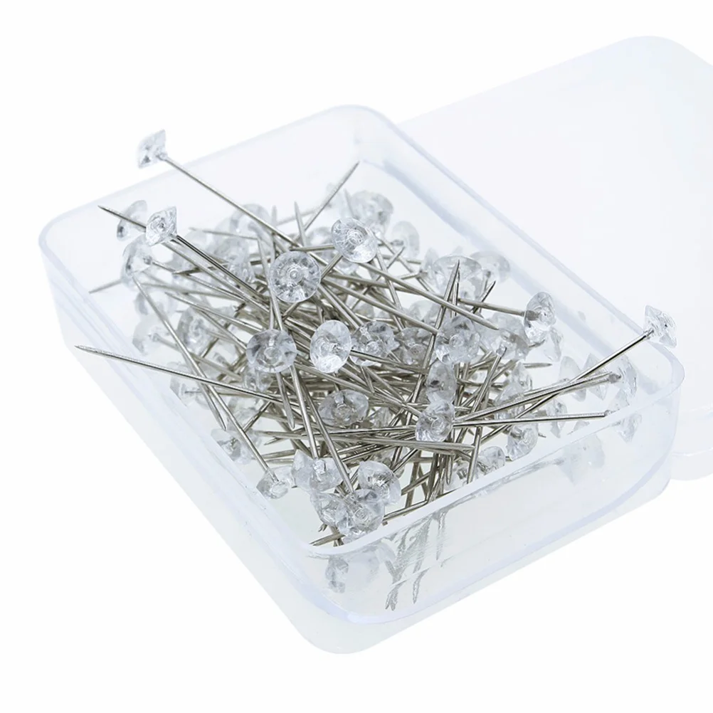 

100Pcs Sparkle Pins 8Mm Diamond-Like Head Strong Steel Stem for Bridal Bouquet Wedding Corsage Floral Craft Decoration