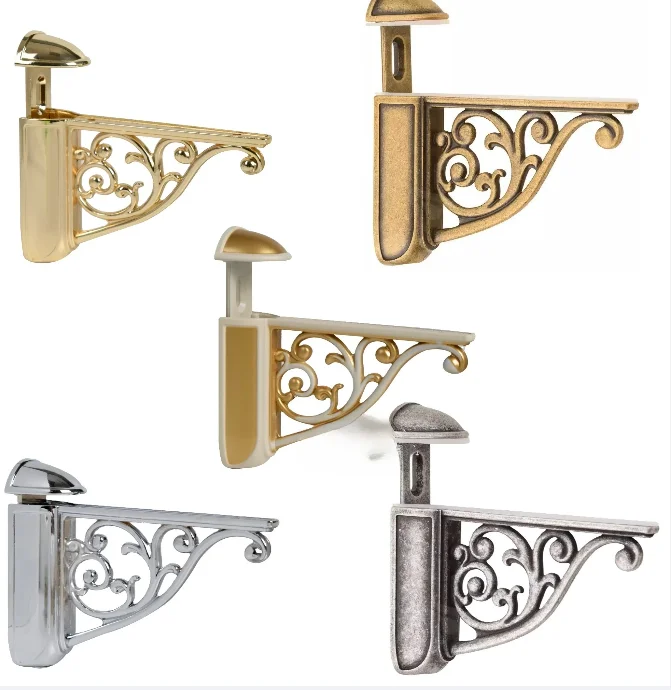 2Pcs Zinc F Shaped Glass Wooden Floating Shelf Bracket Holder Support Classical European