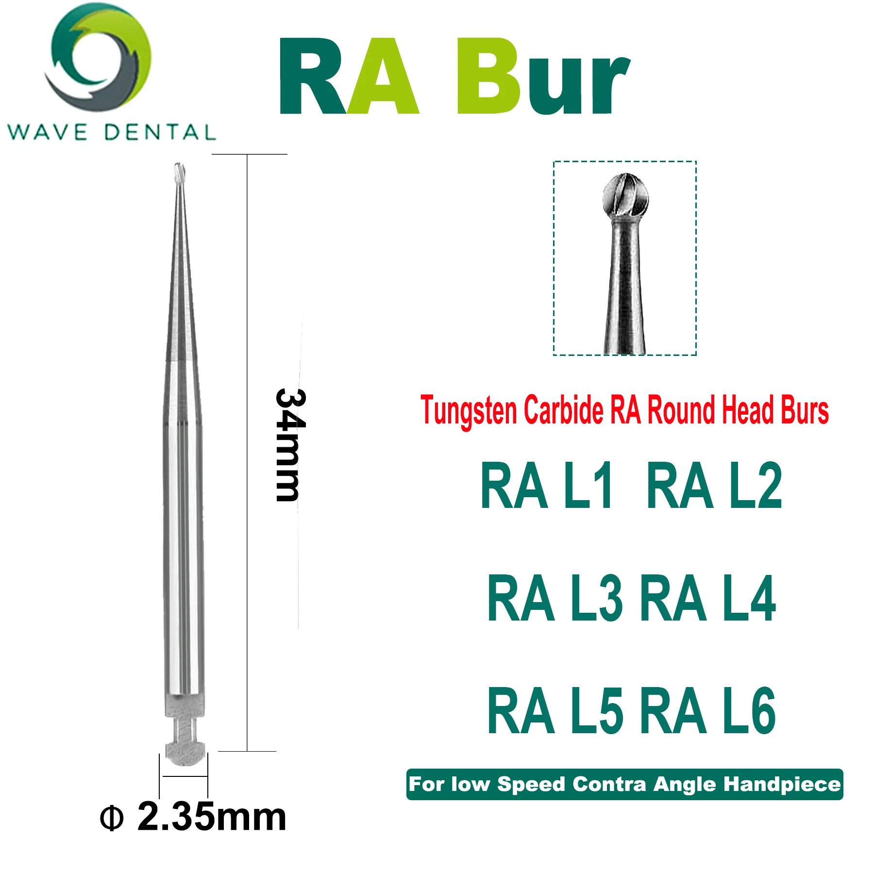 

WAVE Dental Burs Tungsten Carbide Burs Dentistry Implant Bur For Low Speed Handpiece Implant System 5Pcs/Pack