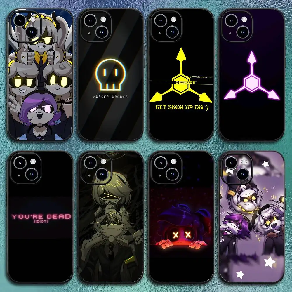 Funda de teléfono Game M-Murder N V J Drones para 11 12 13 14 15 16Pro Max Mini Plus Classic Black Soft Shell
