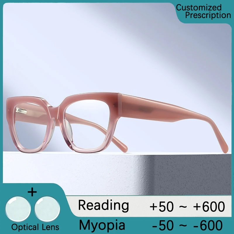 

New Acetate Glasses Frame Women's Prescription Glasses Women Reading Eyewear Hyperopia Anti Blue Light Progressive Eyeglasses