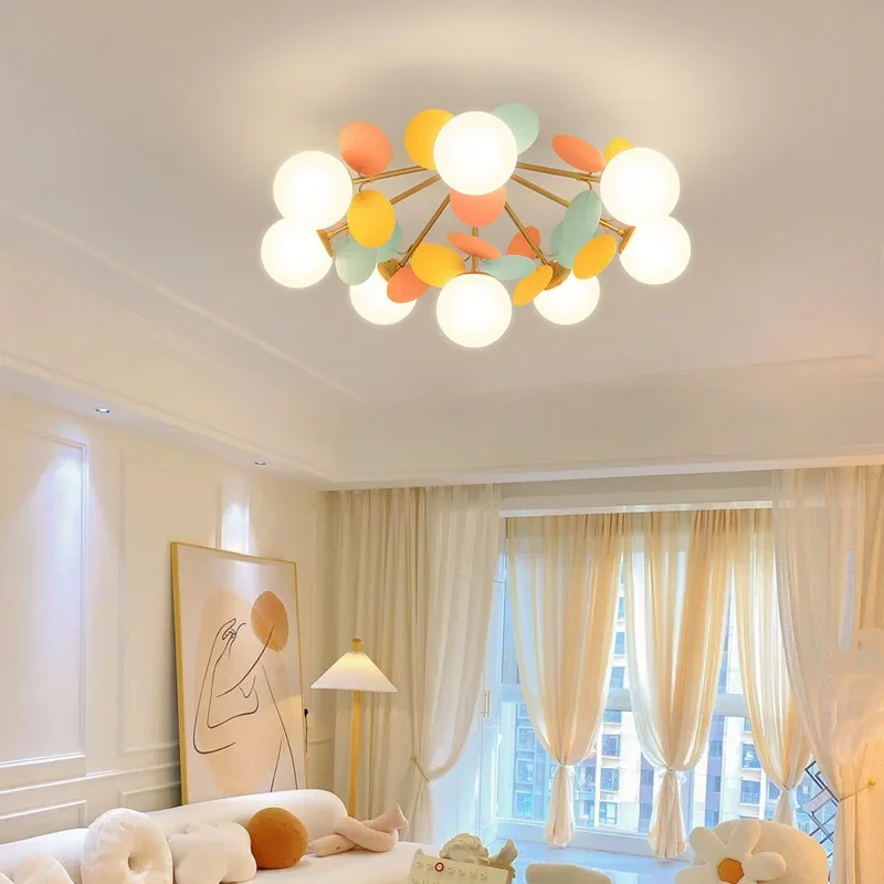 2026  Colourful Chandelier Children Bedroom Ceiling Lamp Dining Living Room Kitchen DownLight Glass Bubble