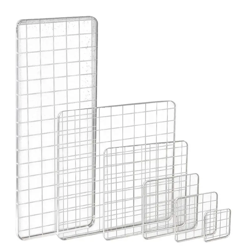 

HHTL 6PCS Acrylic Stamp Block With Grid Lines, Clear Stamping Blocks Tool Decorative For DIY Crafts Scrapbooking Card Making