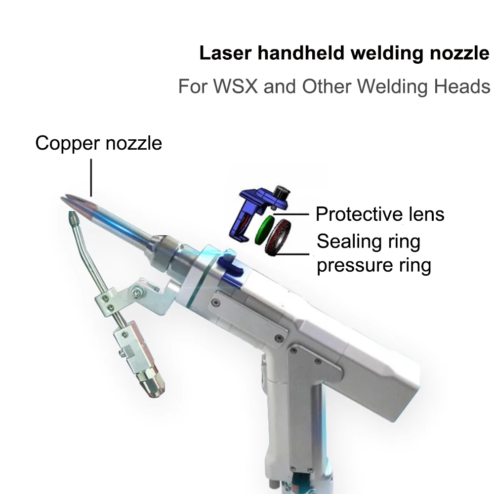 Fiber Laser Handheld Welding Machine Gun Nozzle Welding Gun Copper Nozzle Wire Feeding for WSX and Other Welding Heads