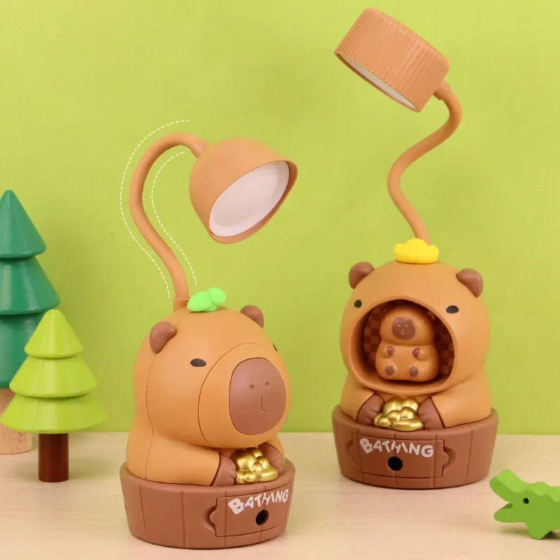 Capybara LED Night Light Student USB Rechargeable Night Light Children's Gift Desk Ornament Eye Protection Bedside Table Lamps