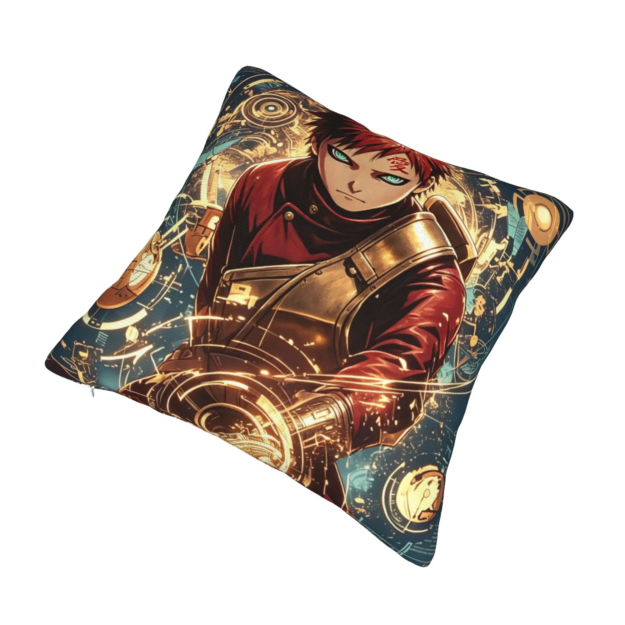 Nordic Style N-Narutoes Gaaras Cushion Covers 40x40cm Polyester Cool Anime Pillow Case for Car Square Pillowcase Home Decorative
