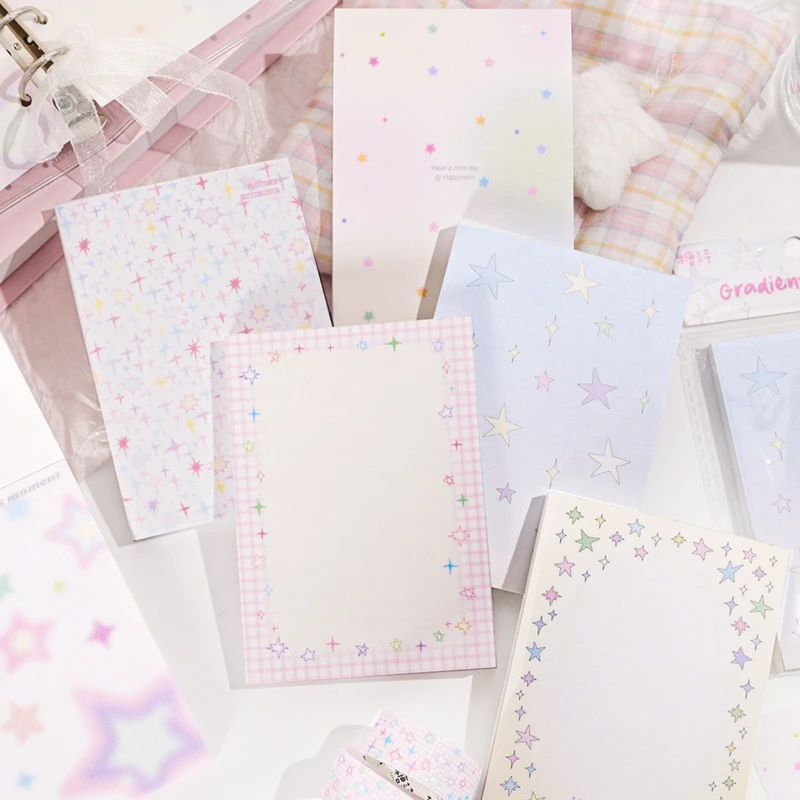 80 Pages Cute Star Series Memo Pad Kids Material Paper Notepad Office Accessories for Desk Journal Scrapbooking Stationery