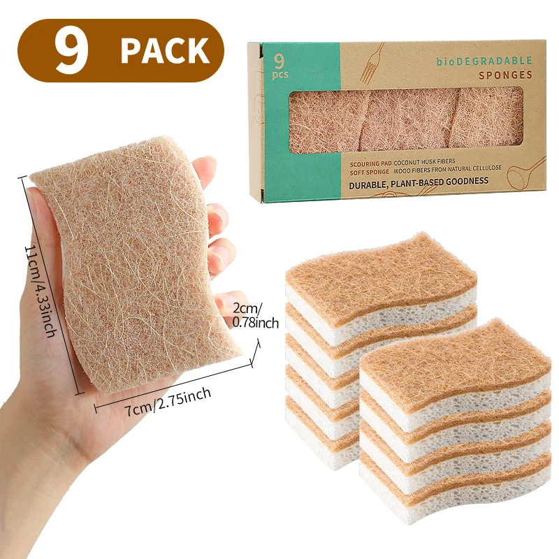 Natural Sisal Wood Pulp Cotton for kitchen dishes cleaning Multifunctional Dishwashing Sponges microfiber sponge