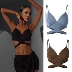 Summer Latin Dance Tops Women Sexy Vest Adult Latin Practice Clothing Cha Cha Rumba Dance Clothes Perofrmance Dancewear DNV18011