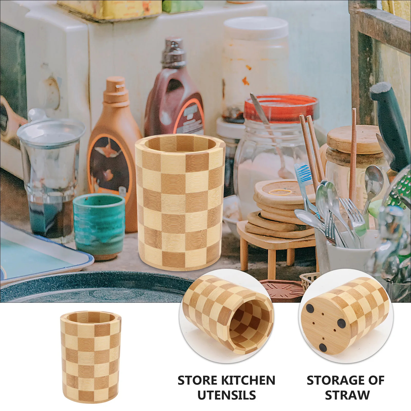 

Chopstick Holder Organizer Kitchen Penholder Spoon Brush Utensil Jar for Counter Cabinet