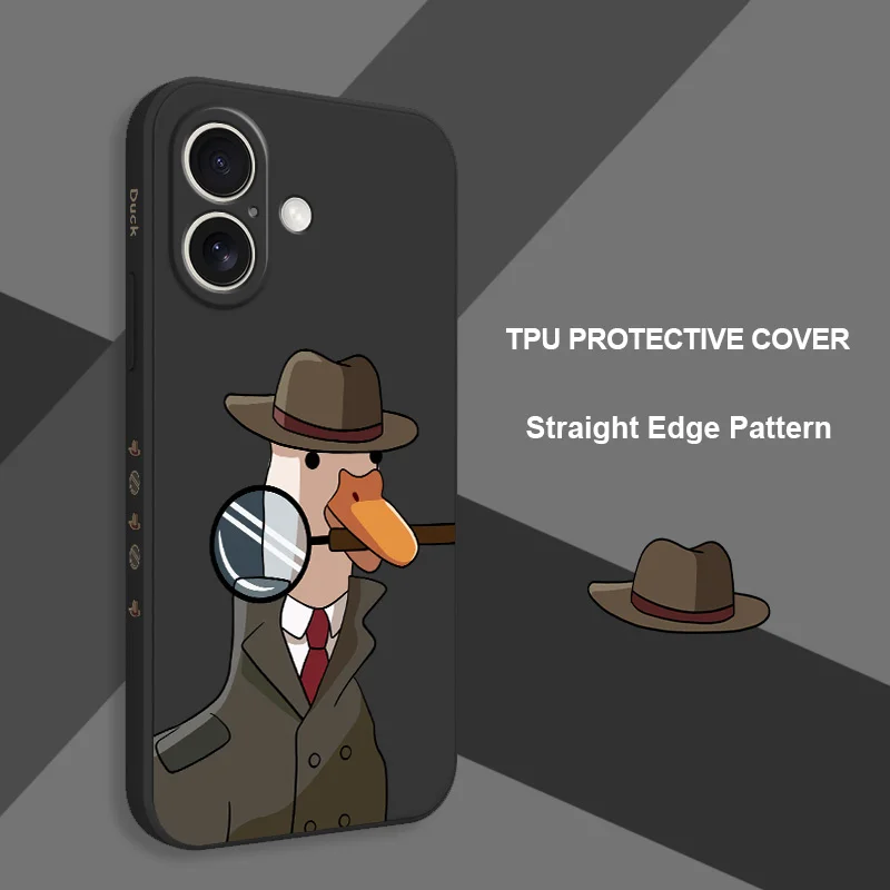Preciosa funda de teléfono de pato para iPhone 16 16e 15 14 13 12 11 X XR XS Plus Pro Max Mini funda de silicona