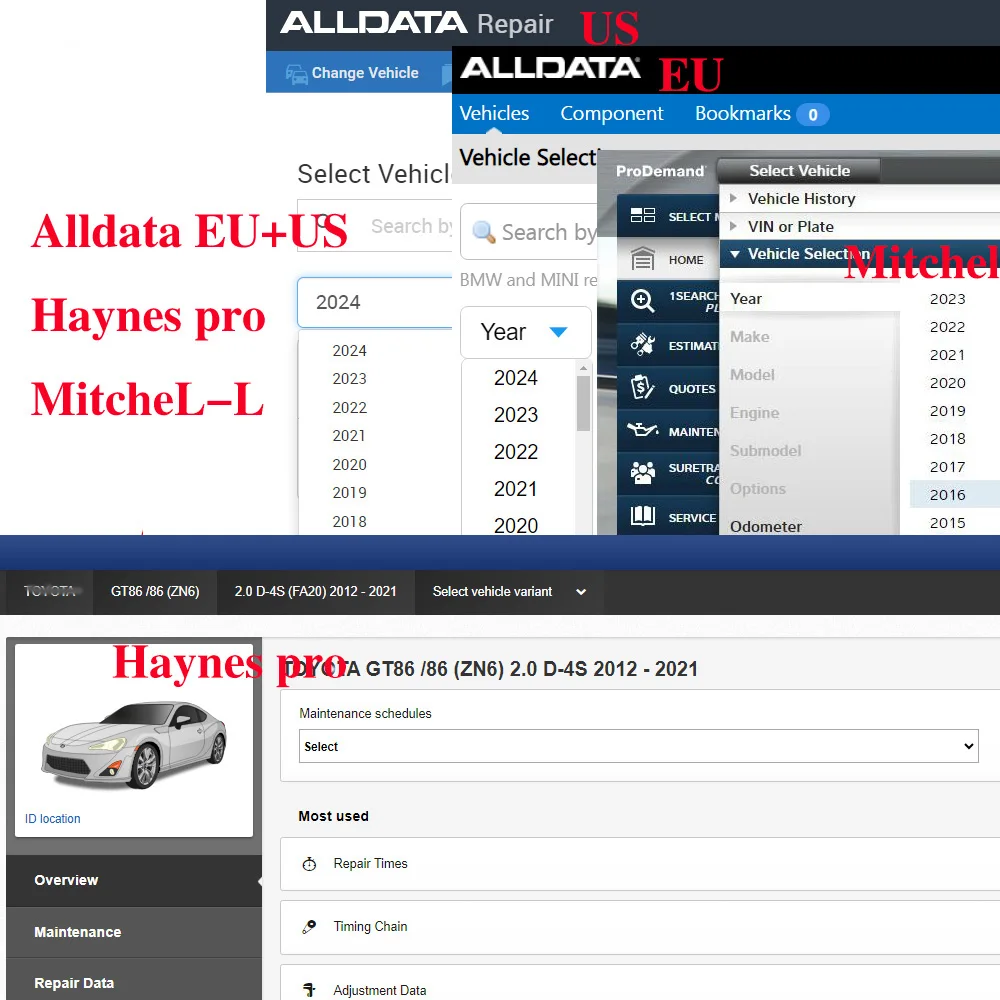 2025 Alldata Online Software for Auto Data Haynes Truck Mitchel-l Iden-tifix Workshop Repair Software Automatic updates