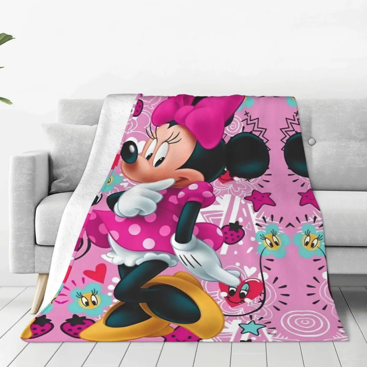 Animated Movie Mickey, Minnie Flannel Blanket Soft Warm Throw Blanket for Couch Bed Travel Office Bedspread Sofa Bed Cover