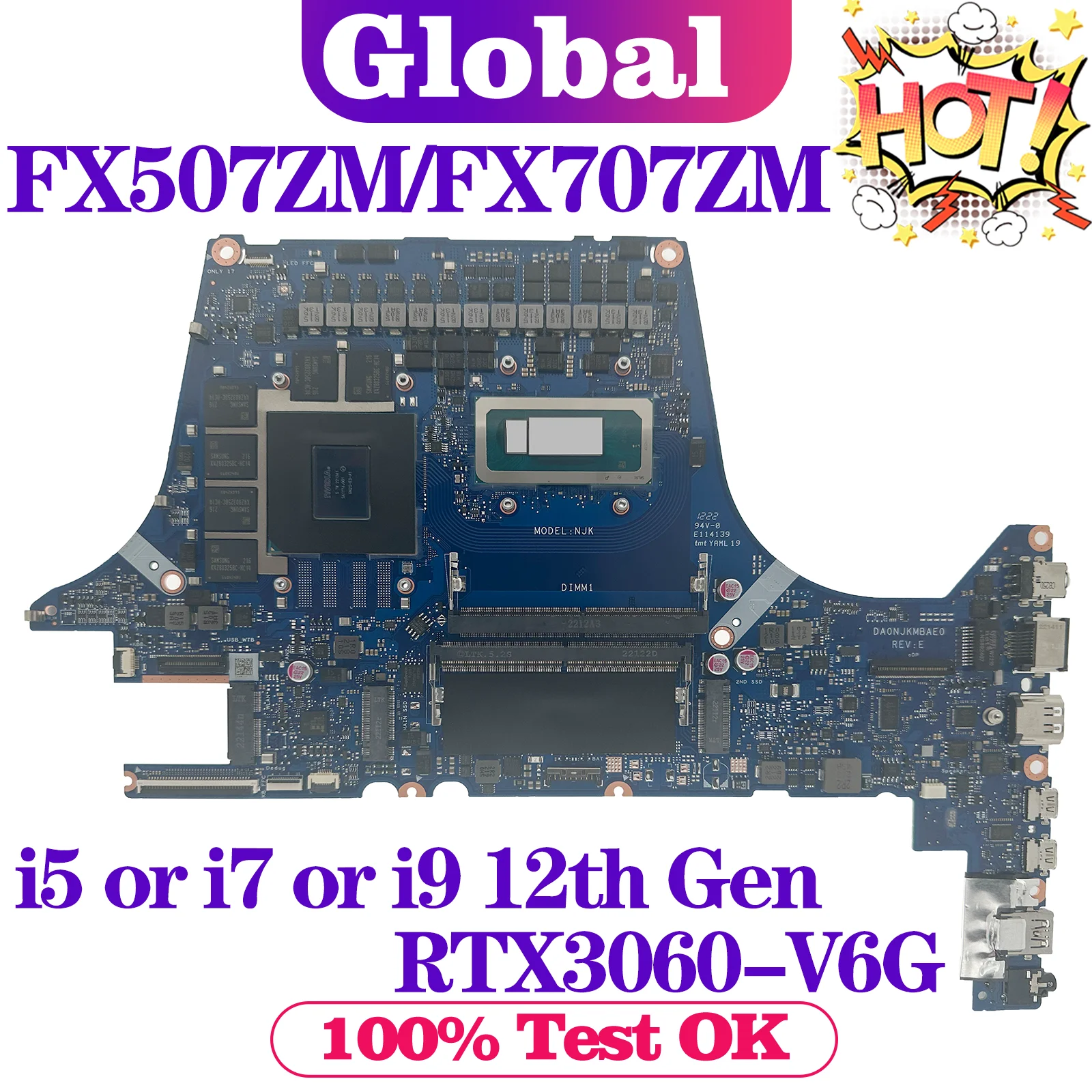 

KEFU Mainboard For ASUS FX507ZM FX517ZM FX517ZR FX707ZM FX507ZR FX707ZR TUF507Z TUF707Z TUF517Z Laptop Motherboard i5 i7 i9 12th