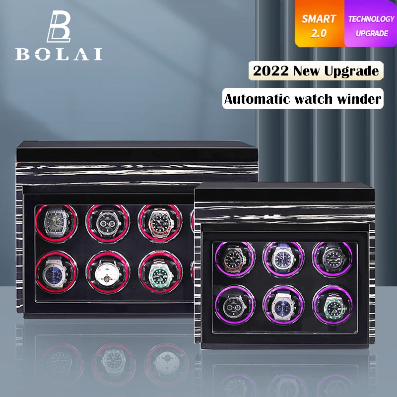 2023 BOLAI Brand Automatic Watch Winder Luxury Wood Watch Safe Box Touch Control and LED Interior Backlight Watches Storage Box