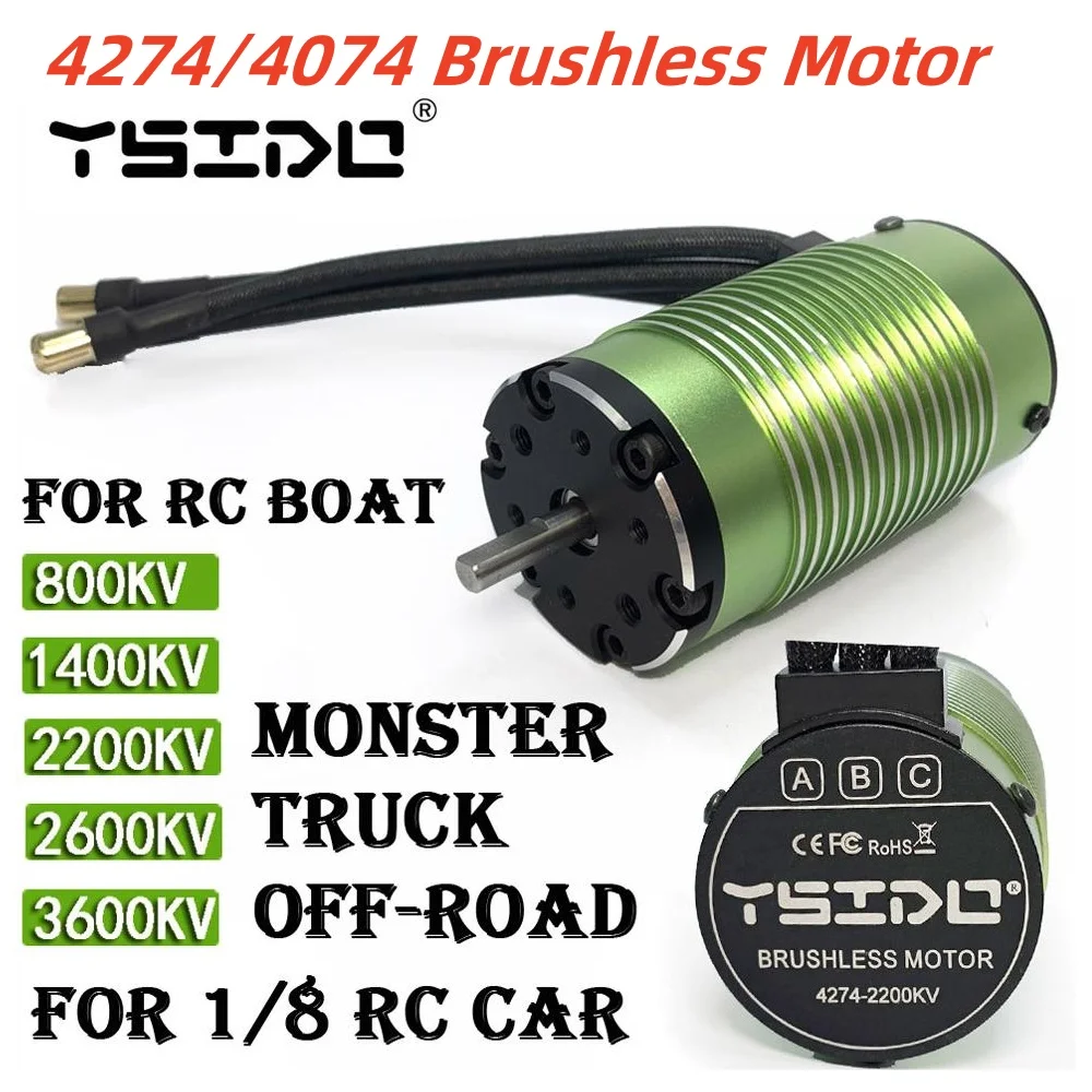 

YSIDO 4274 800KV 1400KV 2200KV 3600KV бесщеточный двигатель для RC ARRMA TRAXXAS EDF Boat 1/8 1/7 Car Monster Truck Off Road