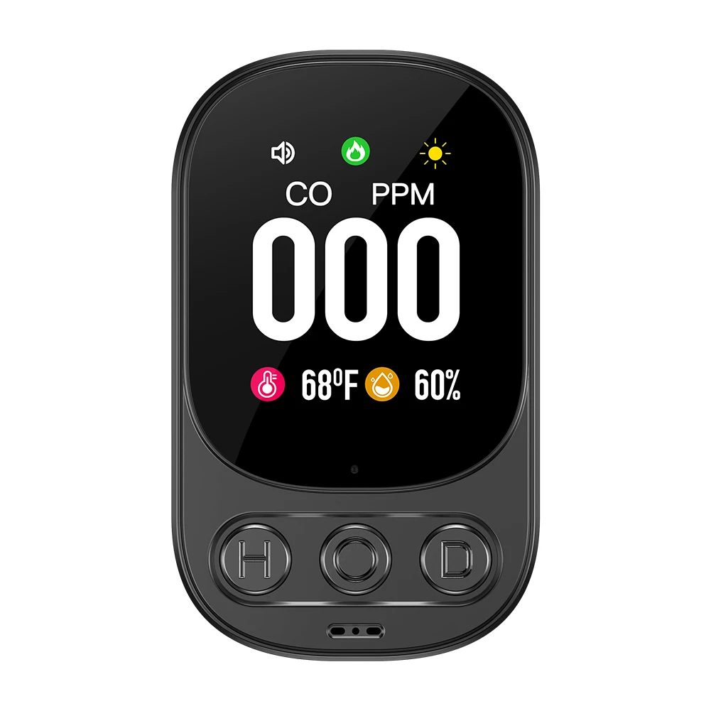 HD 화면 및 85dB 알람 기능을 갖춘 3in1 일산화탄소 감지기, CO 온도 습도 감지기, 가정용 호텔 RV용 CO 알람 감지기