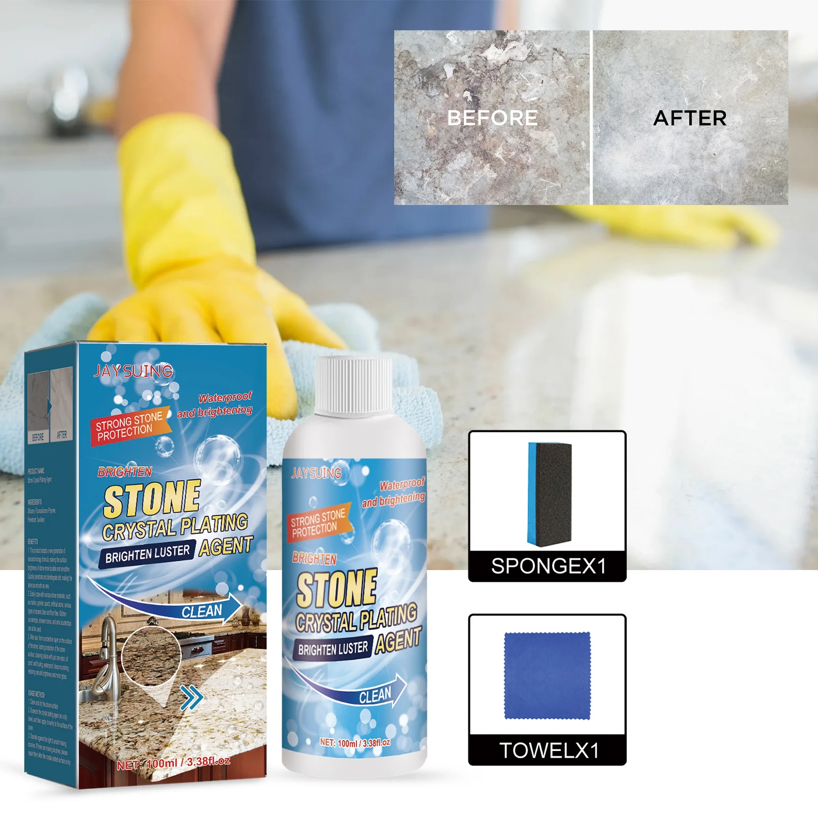 Stone Crystal Plating Agent Granite Cleaner Marble Scratches Repair Countertop Polishing Cleaner Tile Nano Crystal Coating Agent