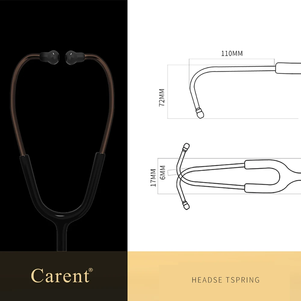 Carent Titanium Black Medical Stethoscopes Universal Professional Cardiology Stethoscopes Dual Fetal Heart Equipment Health Care