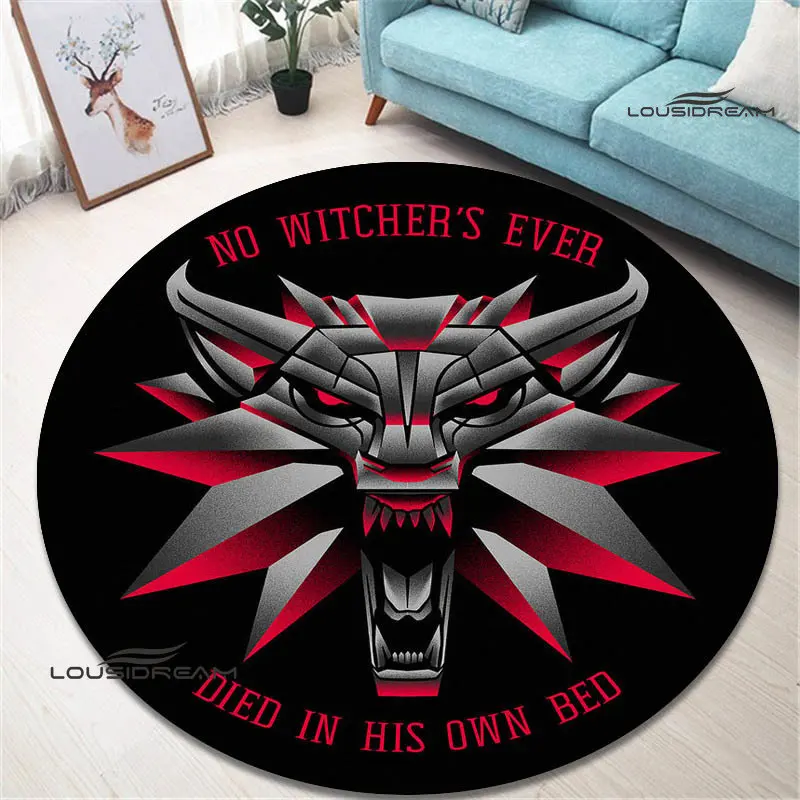 W-Witcher game logo printing Round carpet Non -slip carpet living room bedroom beautiful carpet photography props birthday gift