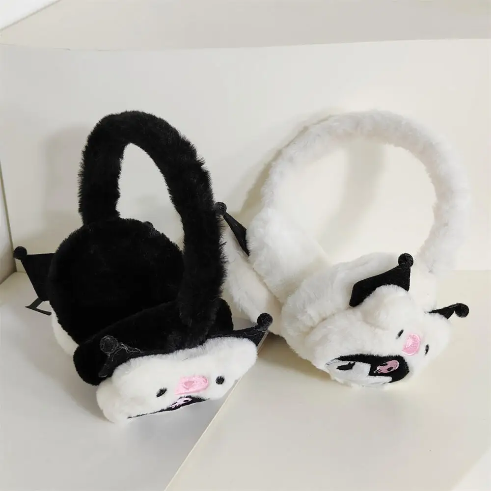 Sanrio Kuromi Cartoon Plush Earmuffs Cute Kuromi Stereo Modeling Earflaps Girls Kawaii Winter Plush Earmuffs Warm Accessories