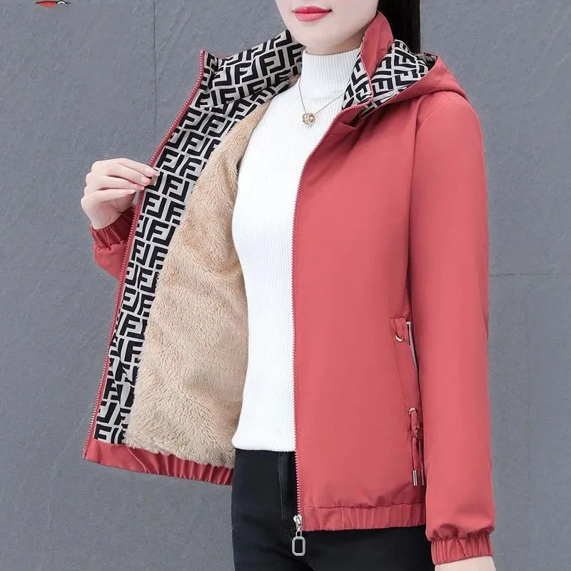 Autumn And Winter 2023 New Add Velvet Padded Women\'s Cotton Coat Short Women\'s Fashion Hooded High-End Casual Warm Jacket