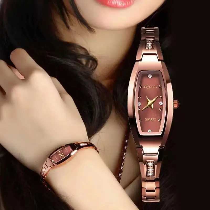 Jam Tangan Retro Emas untuk Wanita Jam Tangan Wanita Kecil Antik Jam Tangan Gelang Baja Jam Tangan Kuarsa Hitam Reloj Mujer