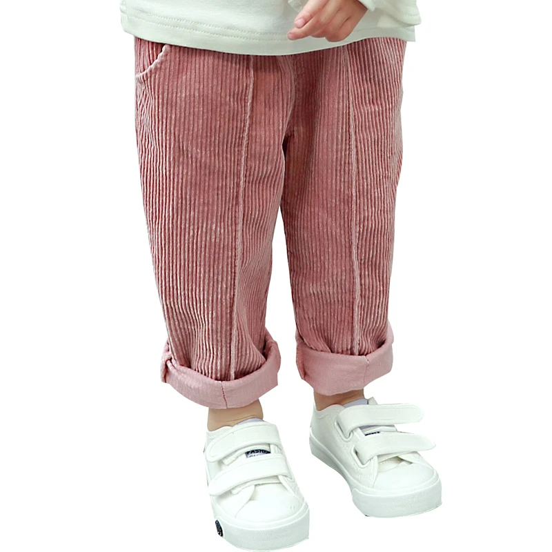 Girls\' Pants Spring and Autumn New Korean Boys\' Children\'s Striped Plush Casual Pants Winter Plush Long Pants