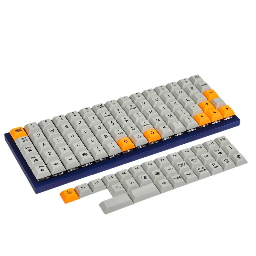 YMDK DSA Gray Orange 107 Keycaps Dye Sub PBT 1.4mm Thickness Ortholinear XD75 ID75 Planck Preonic Niu40 Corne Split46 Split 36