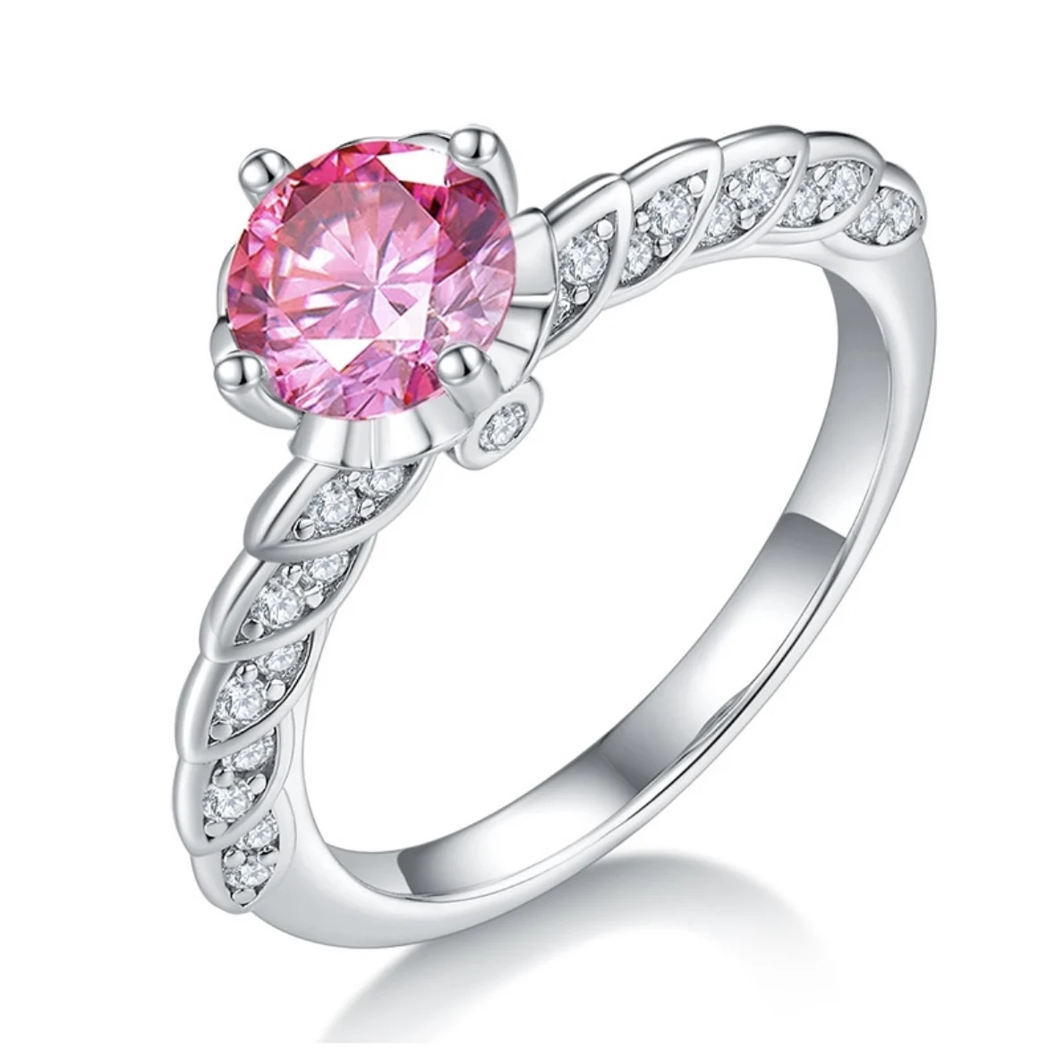 

Женское кольцо из стерлингового серебра S925 с покрытием из белого золота с муассанитом, 1 карат, муассанит, белый камень D