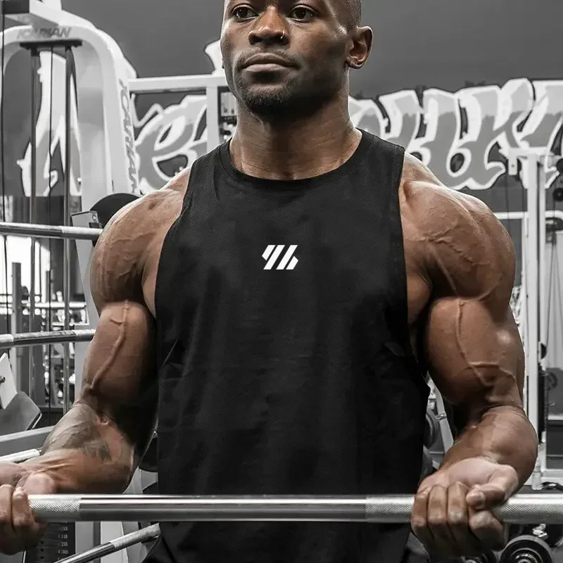 New Workout Sporting Tank Top Mens Casual Clothing Muscle Mesh Gym Bodybuilding Quick Dry Vest Cool Fitness Fashion Singlets