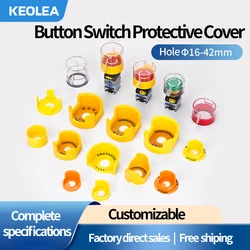 16/22/25/30/42mm Emergency Stop Button Protective Cover Waterproof And Dustproof Prevent Wrong Operation With Lockhole Design