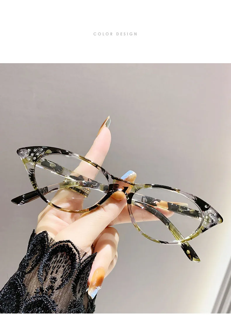 Neue Lesebrille Mann Frau Cat Eye Strass Leser Unisex Mode Blockieren Blau Licht Brillen Bunte Brillen – Detail 13