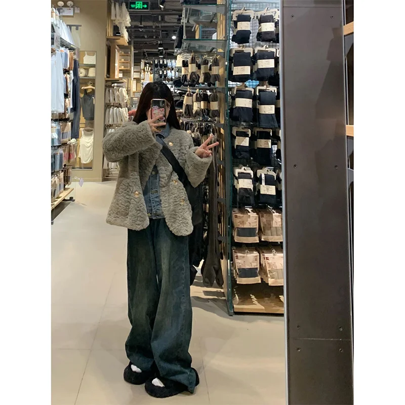 

Джинсы женские винтажная одежда с принтом Y2K джинсовые свободные мешковатые модные стильные корейские с высокой талией черные эстетические уличные брюки с широкими штанинами