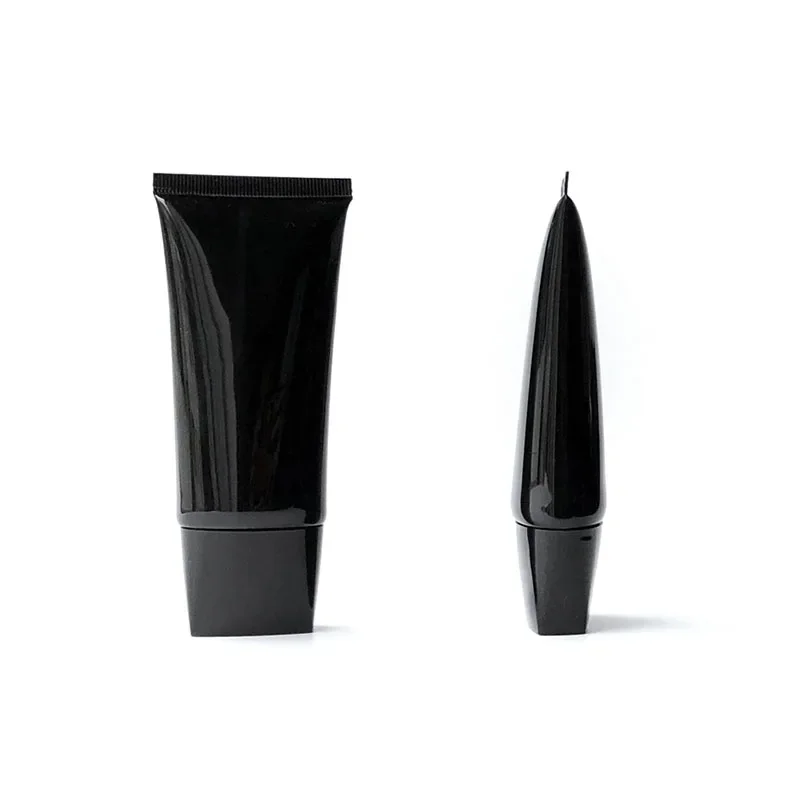 

50ml 50pcs/lot Cosmetic Tube Refillable Squeeze Tube Black Packaging Container Empty Flat Soft Tubes Travel Bottle Hand Cream