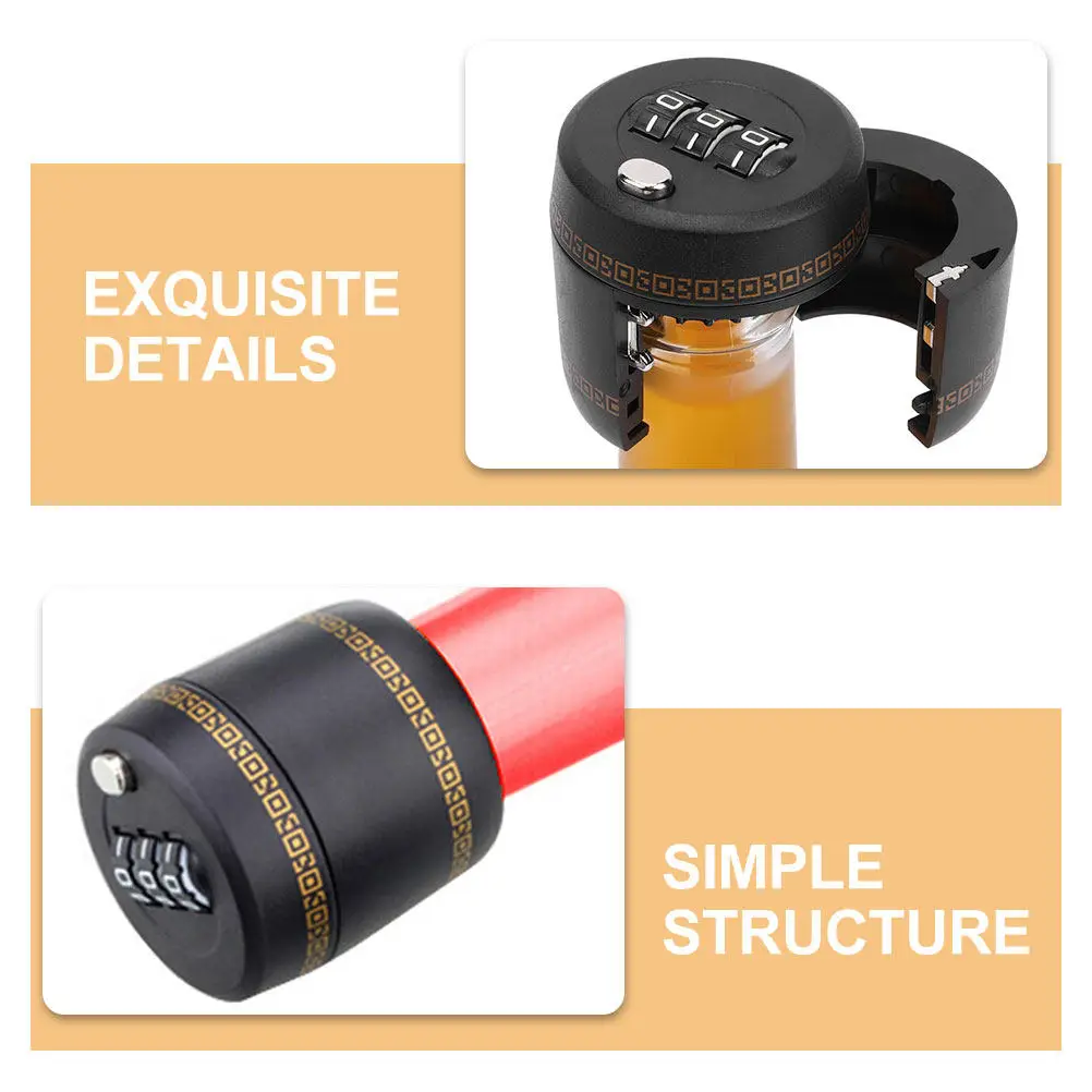 2Pcs Wine Bottle Combination Lock with 3-Digit Code for Wine Whiskey Spirits Preservation Leak Proof Bottle Stopper Party Home