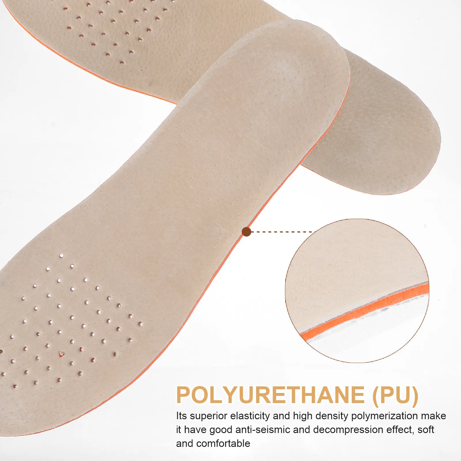 1Pair Height Increase Insoles Pig Skin Shoe Cushion Comfortable Breathable Shoe Lifts for Men Women Size L 3.5cm Prevent