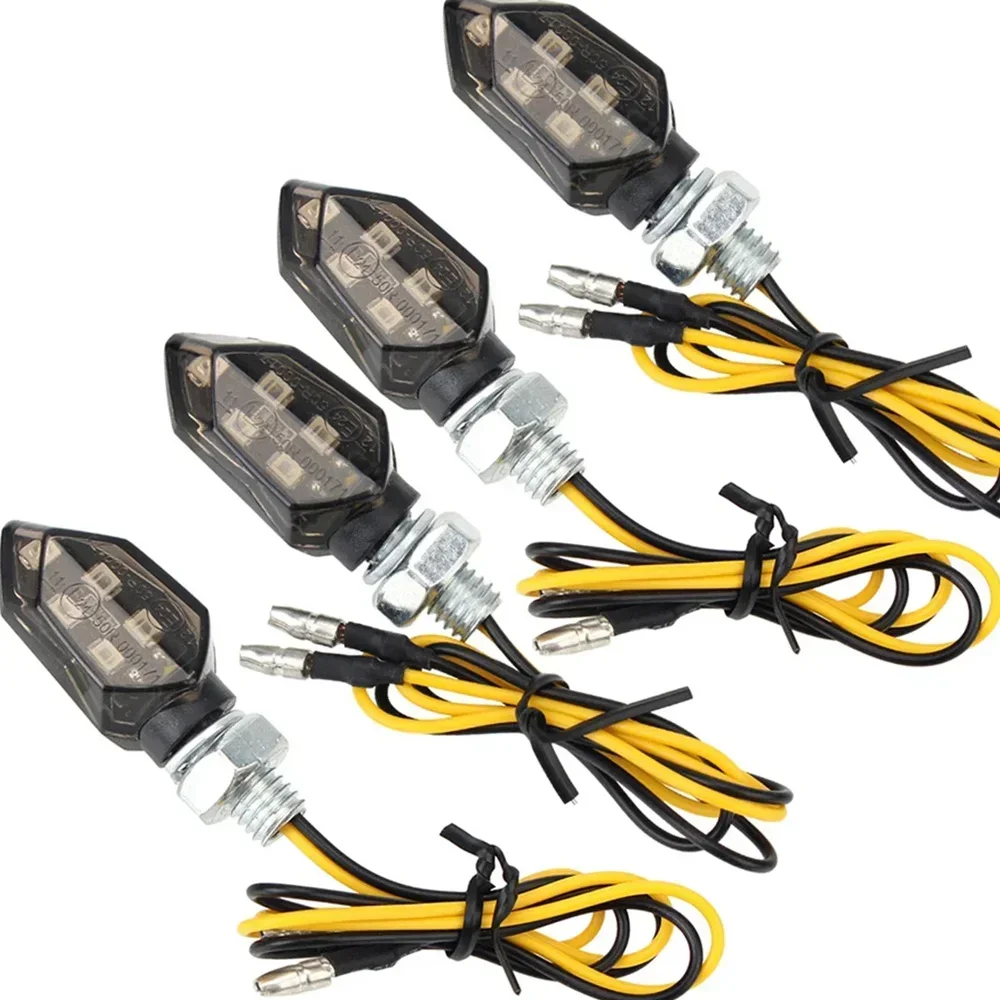 2/4 Stück Mini Motorrad Rauchglas Blinker 5LED 12V Bernsteinfarbene Blinkleuchte Zweiadrig für Kawasaki Honda BMW KTM