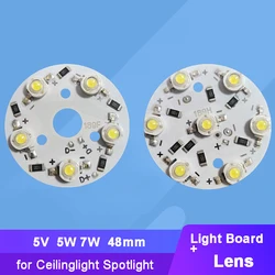 Led Chip 5V 69mm 5W 7W lampada scheda luminosa lampadina sorgente luminosa rotonda con lente