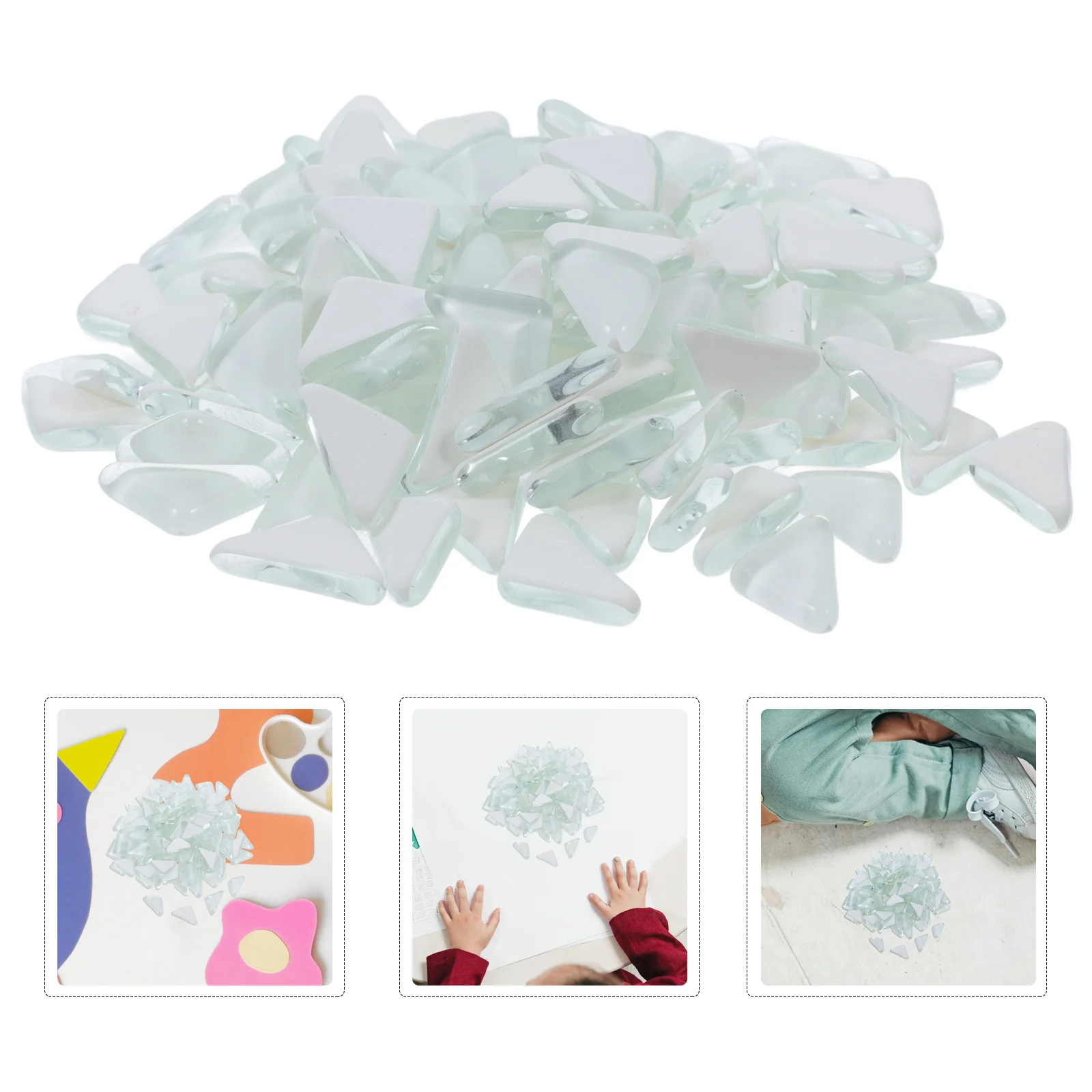 

200g Triangle Crystal Mosaic Tiles Irregular Glass Pieces DIY Handmade Craft Supplies for Home Art Kitchen Bathroom