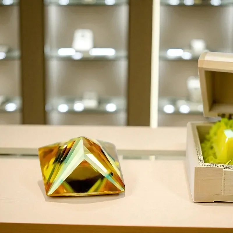 

L-Top Golden Yellow Color Moissanite Stone Princess Cut Lab Grown Diamond for Advanced Jewel Making with Certificate