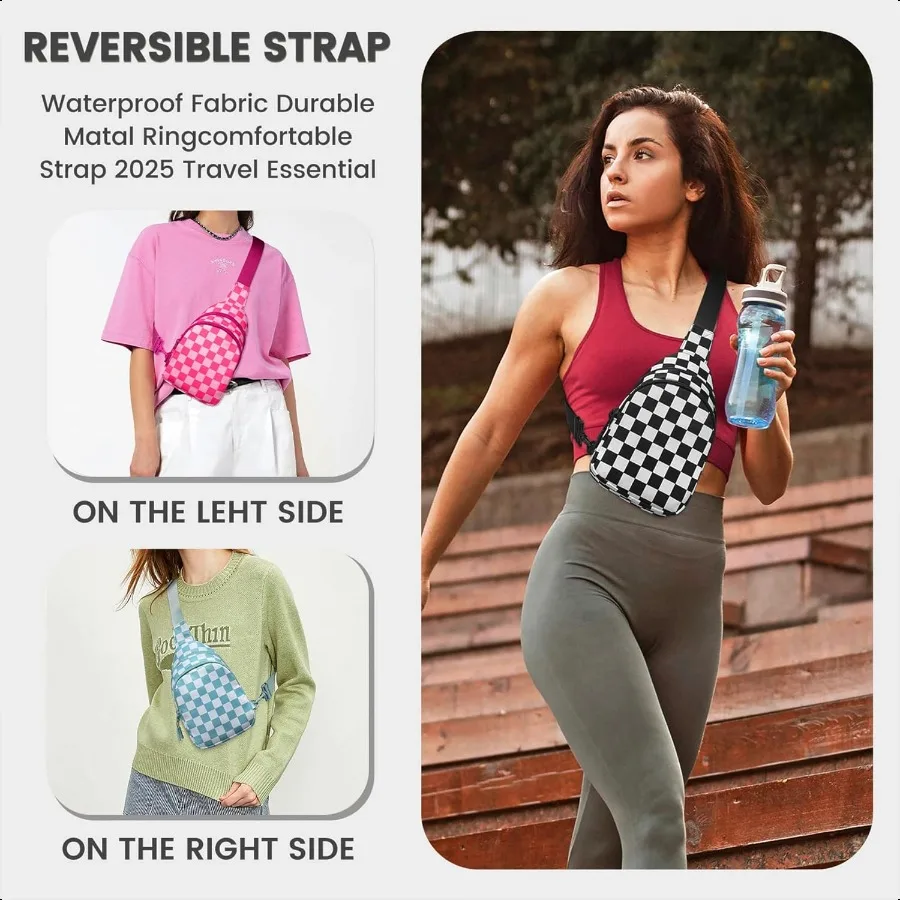 حقيبة حبال خفيفة الوزن مقاومة للماء لعام 2025 للنساء حقائب كروس مربعات وحزام قابل للتعديل وجيوب بسحاب