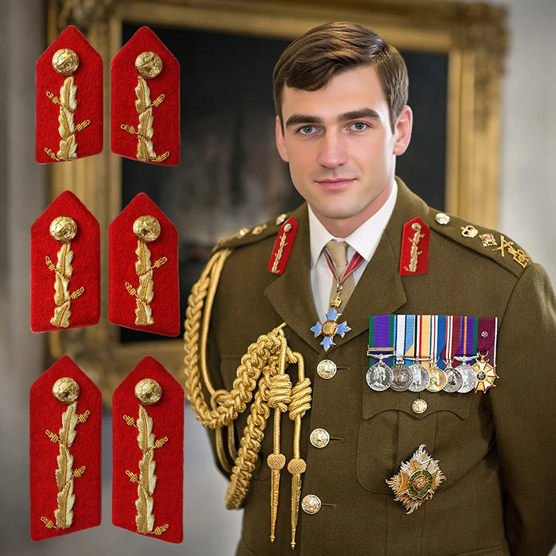 شارة شارة ذات ياقة موحدة مطرزة يدويًا عسكرية بريطانية لمجموعة الهدايا، شارة كتف، مشبك معدني خلفي