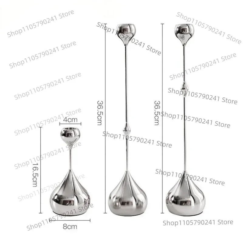 Candle Holder Silver Metal Candlestick Romantic Art Table Decoration For Home Dining,Wedding Photography Props