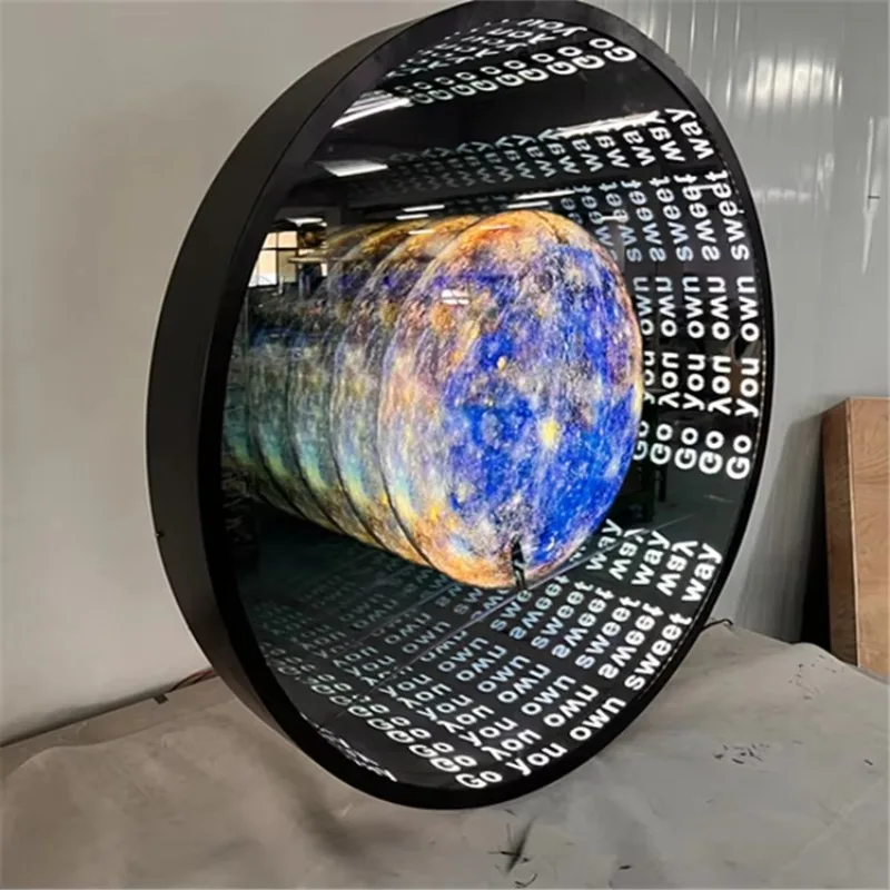 Customized LED 3D Acrylic Neon Infinity Mirror Decorative Abyss Office Wall Art view 3
