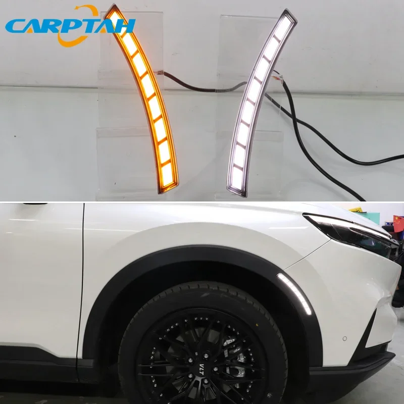 Car LED DRL 12V Daytime Running Lights For Honda CRV 2023 Yellow Turn Signal Night Blue Running Lamps Car Foglamp