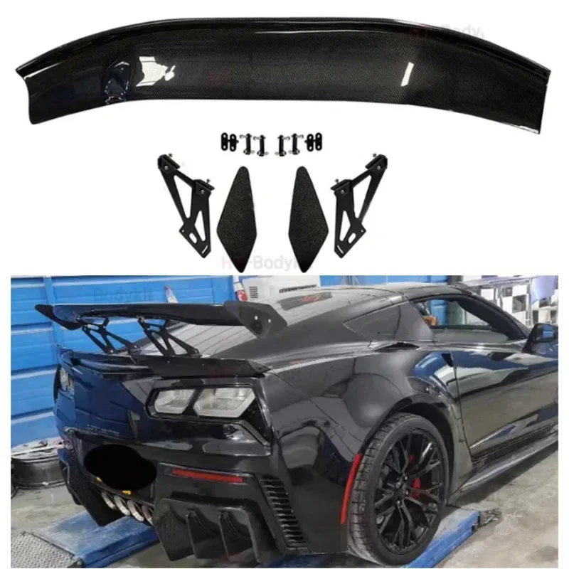 For Chevrolet Corvette C7 Z06 Z07 2014 2015 2016 2017 Real Carbon Fiber Car Rear Wing Trunk Lip Spoiler