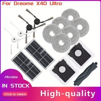 For Dreame X40 Ultra Accessories Rubber Main Side Brush Mop Cloth Dust Bag HEPA Filter Robot Vacuum Spare Parts