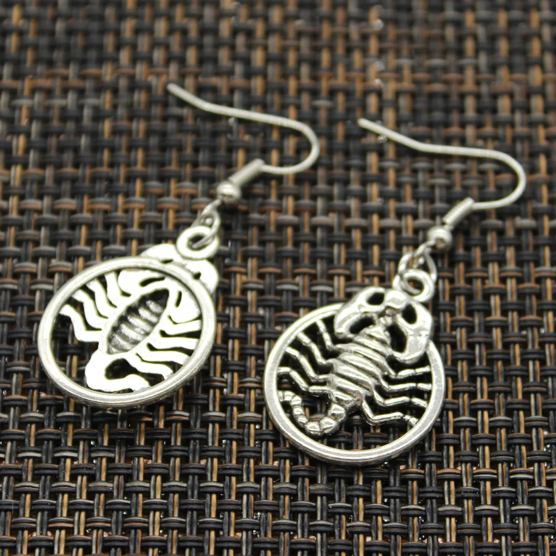 Antique Silver Color Color Scorpion Scorpio Charm Drop Earring, Dangle Earrings For Womens