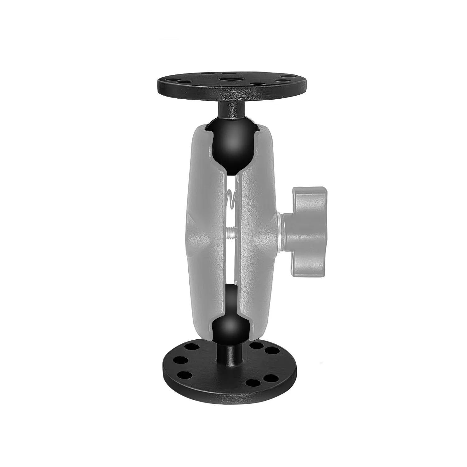 Aluminiowa podstawa kulowa 1 cal/25 mm z okrągłą płytką AMPS, kompatybilna z ramką RAM Mount z podwójnym gniazdem do mocowania echosondy/GPS. — zdjęcie produktu 5